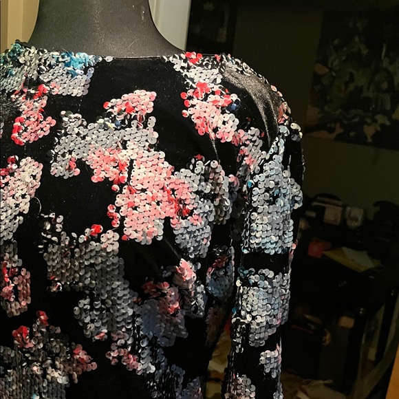 Dress the Population Black and Pink Sequin Midi Dress - Picture 3 of 6